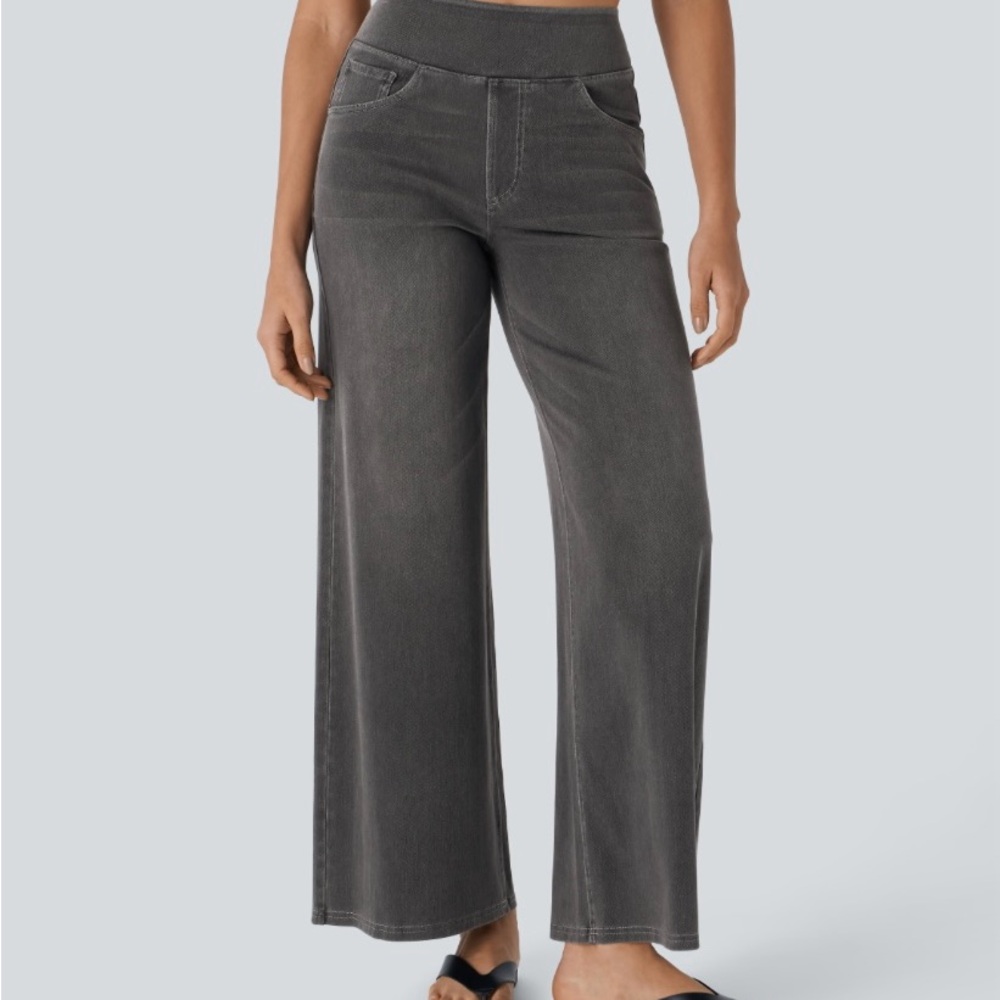 NWT HALARA Charcoal Wide-Leg Jeans